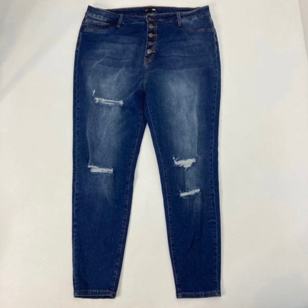 Fashion Nova High Rise Button Fly Ripped Jeans